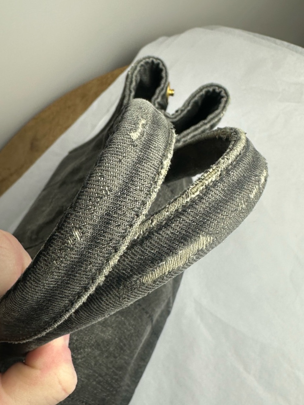 Prada Canapa Washed Black Denim Tote - Picture 3 of 16